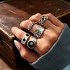 Punk Vintage Silber Poker Billard Ring Set, Gotische Herz Geometrische Fingerringe, Hip Hop Damen Trendiger Schmuck Geschenk