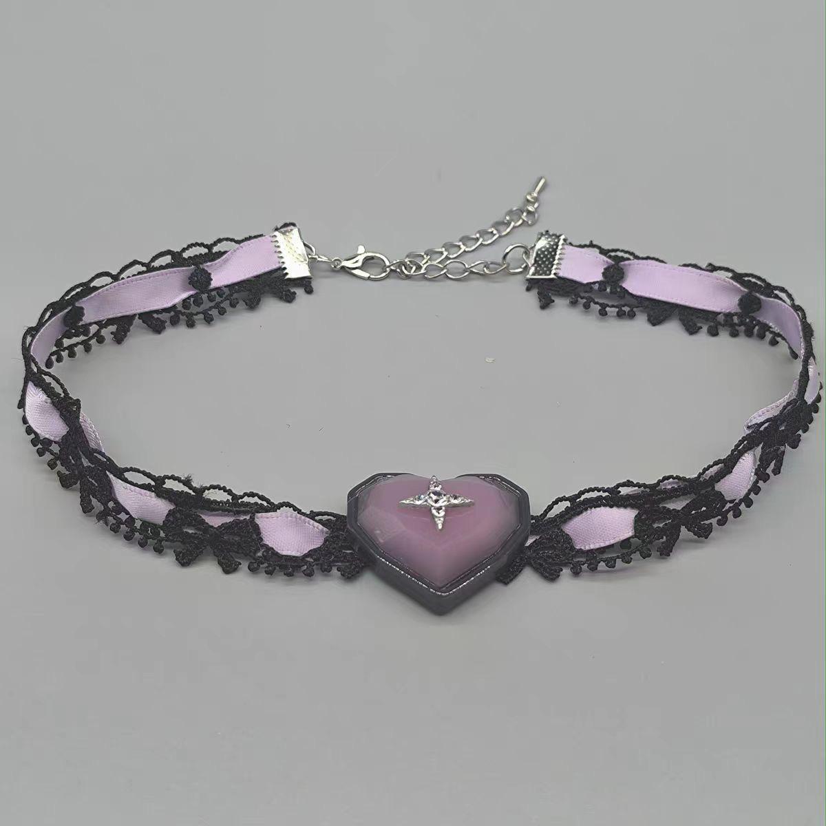 Sweet cool style niche design love pendant lace collar necklace choker sweet cool babe collarbone chain necklace female