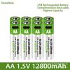 1.5V 12800mAh AA Rechargeable Lithium Battery, USB Fast Charging