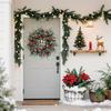 Christmas Wreath with Golden Bell Front Door Garland Waterproof Red Rose Petals Pine Cones Festive Holiday Decoration