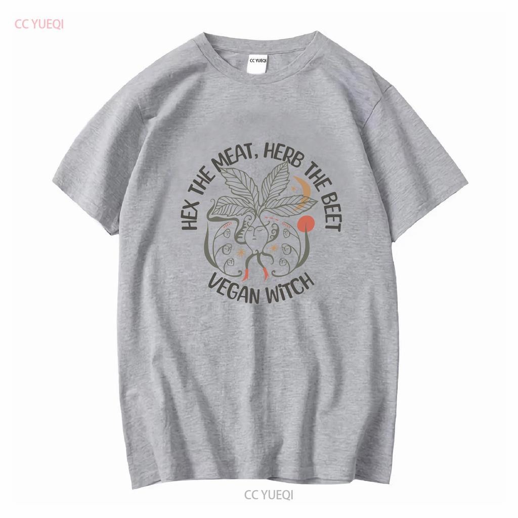 T-shirt Vegan Sorcière Halloween Femme Pour Elle Drôle Végétarien Manches Longues ou Courtes Vintage Lavé Mode