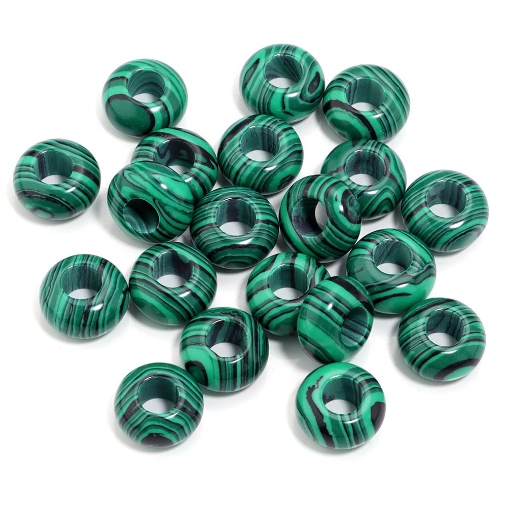 6pcs 14x8mm Natural Stone Beads Amethyst Tiger Eye Agate Jade Abacus Shape Big Hole Loose Beads for Jewelry Making DIY Bracelets