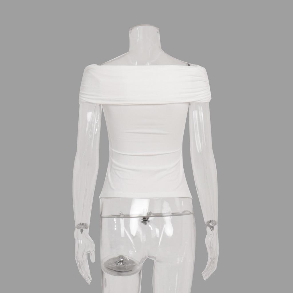 GMXIA One-shoulder T-shirt Summer Street Trend Hot Europe and The United States and The United States Top Ruched Strapless Short-sleeved T-shirt