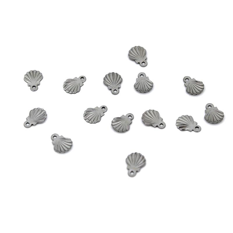 50-30Pcs Stainless Steel Tree Leaf Charms Leaves/Love Heart/Shell Pendant for Earrings Bracelet DIY Jewelry Making Accessories