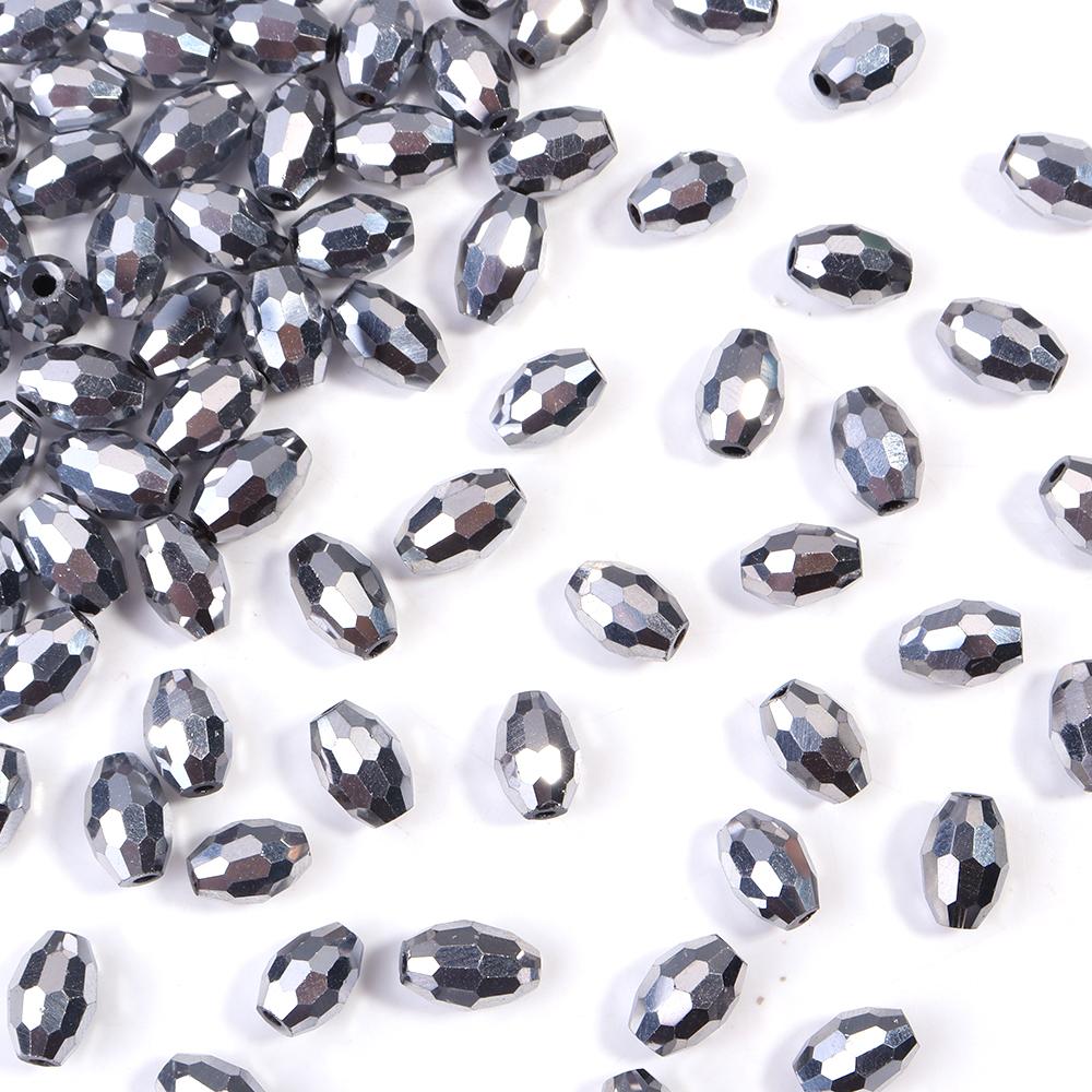 50pcs/lot 6x8mm Multicolor Oval Crystal Beads Faceted Loose Spacer Glass Rice Beads For DIY Charm Bracelet Earrings Accessories