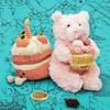 New JC Cute Smiley Face Cake Pink Christmas Gift Party Decoration cake Bear Plush Toy Soft Stuffed Dessert Doll Birthday