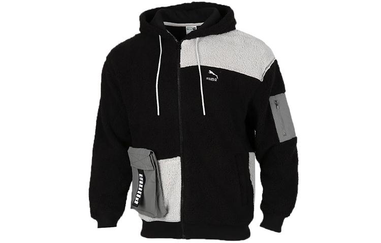PUMA Velvet Jackets Men s Black Gray Hooded Moderate 530711-01 XS