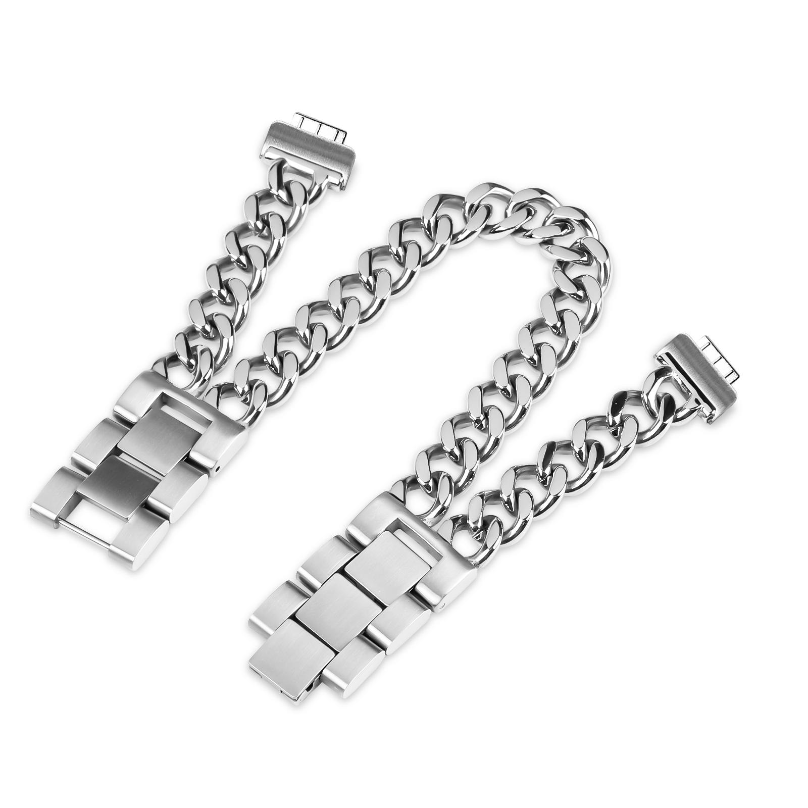 

For Fitbit Inspire/Inspire HR/Inspire 2 Circle Design Stainless Steel Watch Bracelet Strap Silver