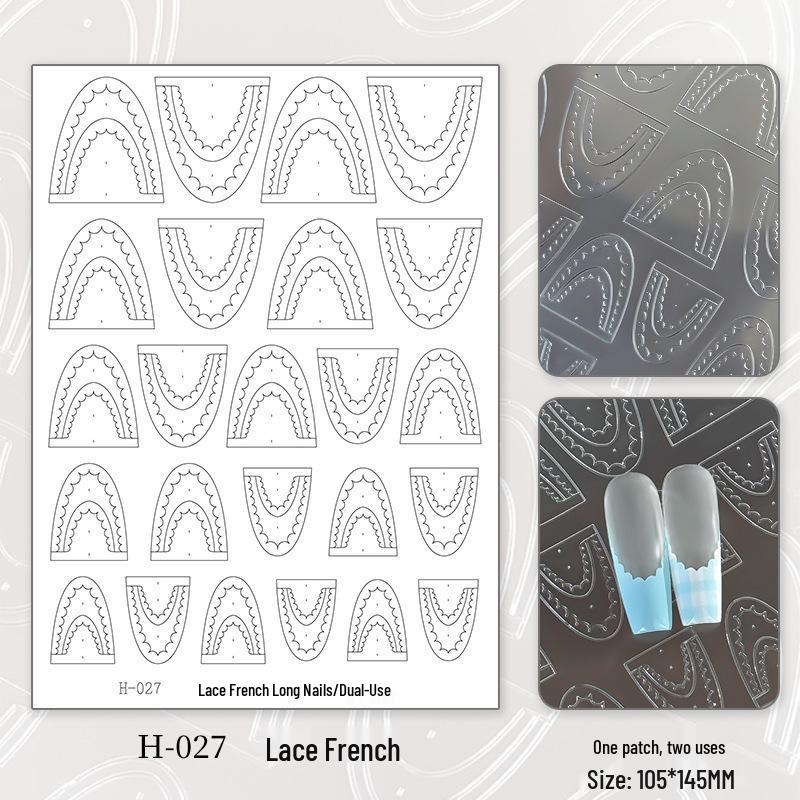 French Lace Nail Art Sticker Refill - No Curling, Multi-use, Adherent Guide Stickers for Pat-Pat Spray Painting.