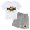Children Summer Charming Rose Letter Bear Print T-shirt+Shorts Set Boys Girls Casual Toddler Sports First Choice Clothes
