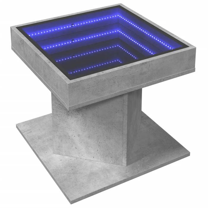 VidaXL Table basse avec LED gris béton 50x50x45 cm bois d'ingénierie, table d'appoint, table de salon, table latérale, bout 847563