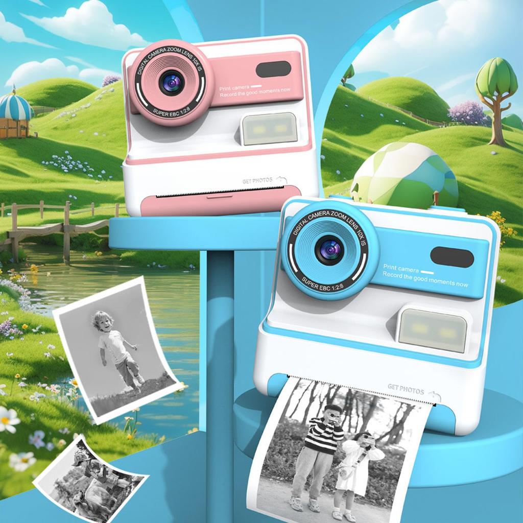 Kids Instant Print IPS Screen 1080P HD 48MP Photo Instant Camera for 16X Digital Zoom Kids Digital Camera Dual Toddler Christmas Gift Camera, 2.4-inch