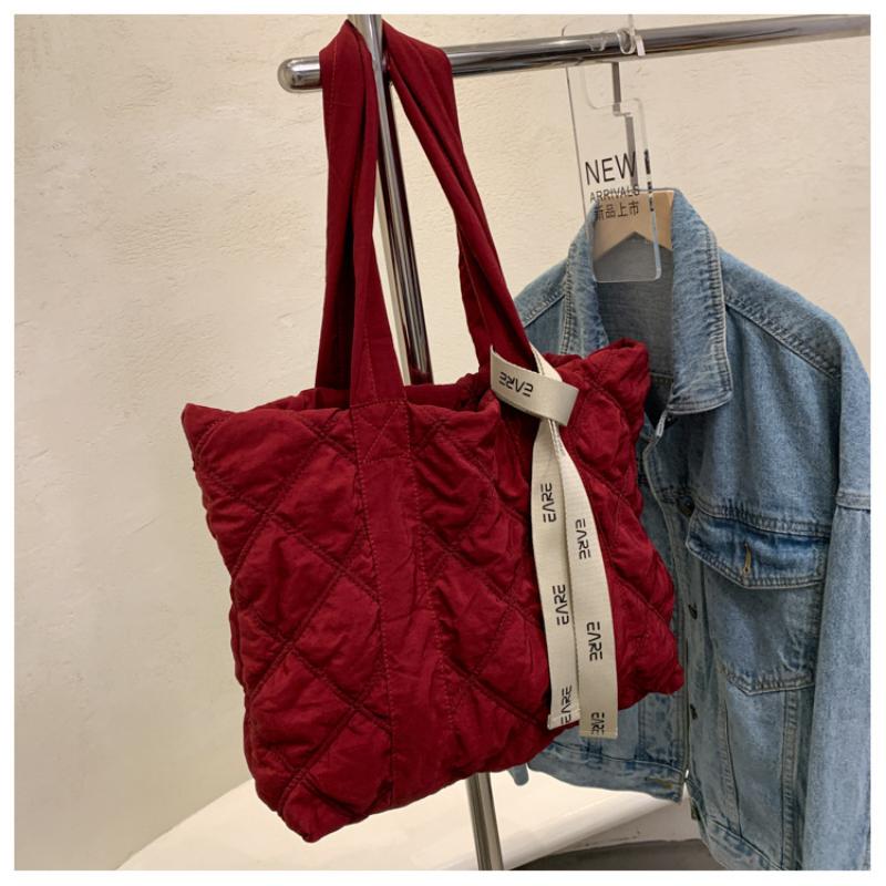 Leisure Down Bag  Women's Shoulder Bag Autumn and Winter Linggetote Bag Large Capacity Bag  Student Bag