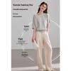 VICTORIA&VERA Linen-Blend Straight Leg Casual Pants
