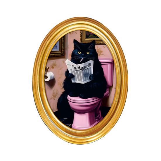 1/3/6Pcs Toast Avocado Cat Refrigerator Magnet with Oval Wooden Frame Kitten Fridge Magnet Home Kitchen Office Decoration Animal Lover Gift