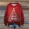 Ladies' Fashionable Casual Long Sleeved Beautiful Christmas Tree Print Round Neck Yarn Knitting