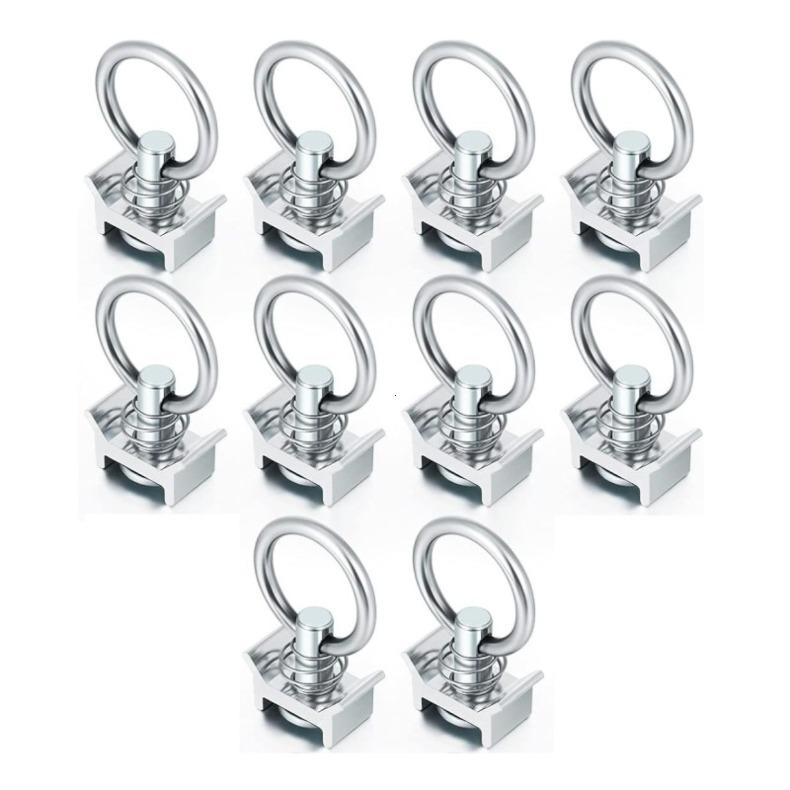 10 Pièces Raccord à Goujon Unique Rail en L Capacité 4000LB avec Anneau Rond en Acier Inoxydable Gardien en Aluminium Ancrages d'Arrimage pour le Contrôle de la Cargaison