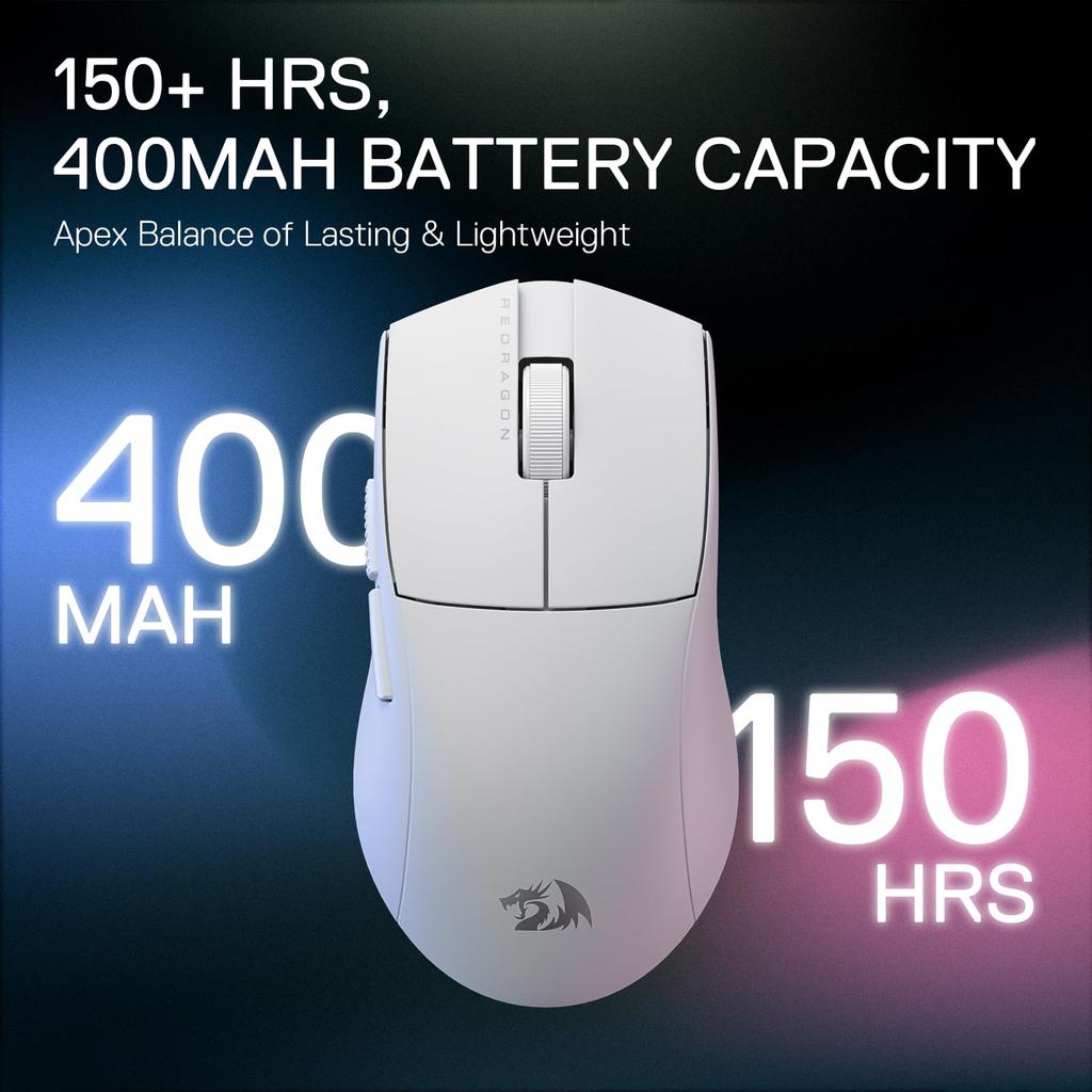 Redragon M916 PRO Wireless Gaming Mouse 49G 26K DPI Mouse Ergonomic Natural Grip Build Fully Programmable Buttons Software Supports DIY Key Binding