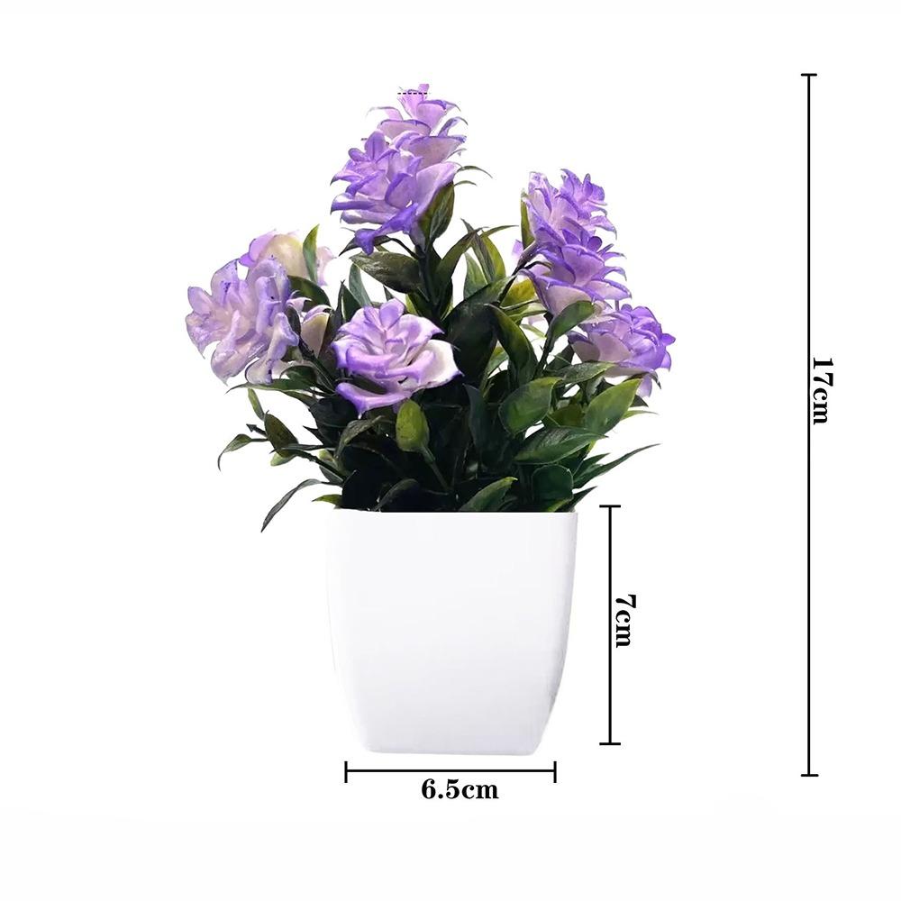 Multicolor Artificial Flower Potted Greenery Plant Eucalyptus Grass Potted Plant Ornaments Rose Lavender Mini Flower