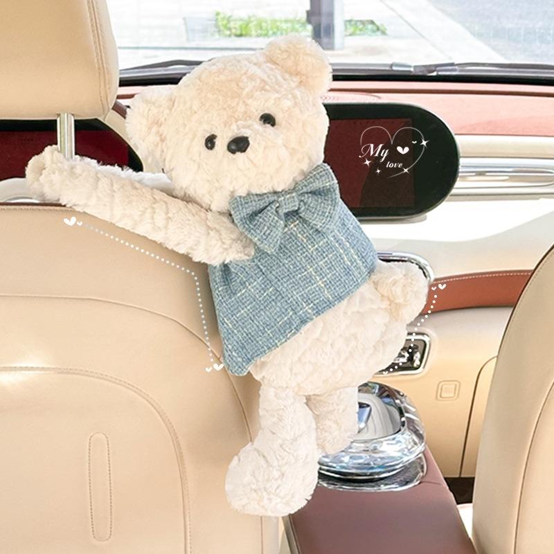 Cute Cartoon Hanging Plush Car Tissue Box Holder For Home Use