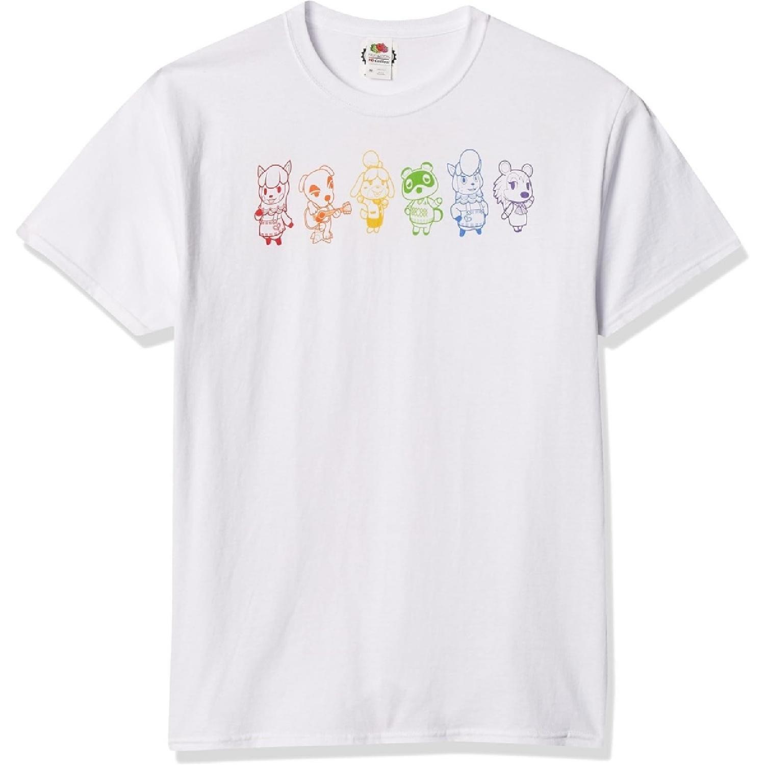 Nintendo Mens Animal Crossing Rainbow LineupT-Shirt XXXXXL белый
