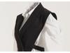 2025 Spring Korean Slim Puff Sleeve White Shirt & Waist Strap Vest Set
