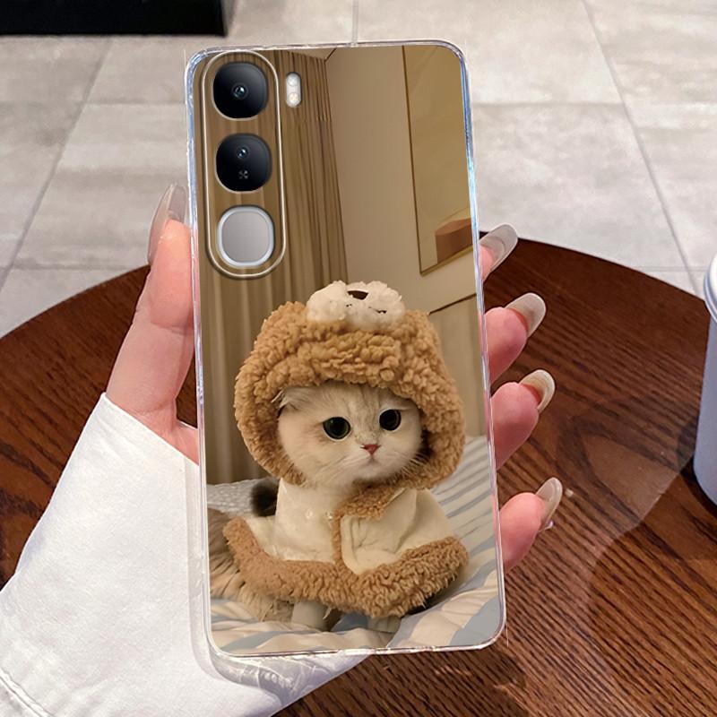 For Vivo V40 Lite (IDN) V2417 Soft TPU Back Cover For Vivo Y200 4G Cases For Vivo Y300 Clear Silicone Cute Rabbit Cat Phone Case