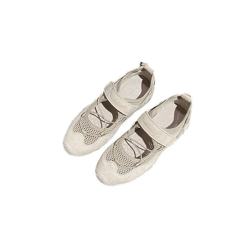 Ballet Style Hollow Breathable Velcro Women's New Fashion Versatile Casual Mary Jane Shoes