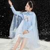 Girl's Princess Print Dress with Shawl