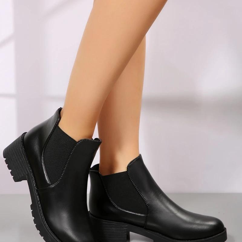 Summer New Women'S Fashion Short Boots High Heels Round Head Fashion Boots Casual Versatile Women'S Shoes