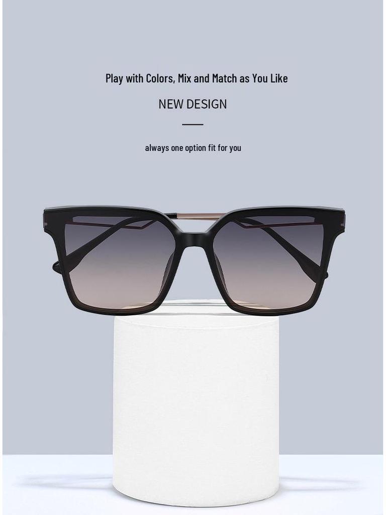 Women's Retro Square Acetate Sunglasses: Large Frame, High-End Feel, Face Slimming, Sunshade & Driving-Specific.