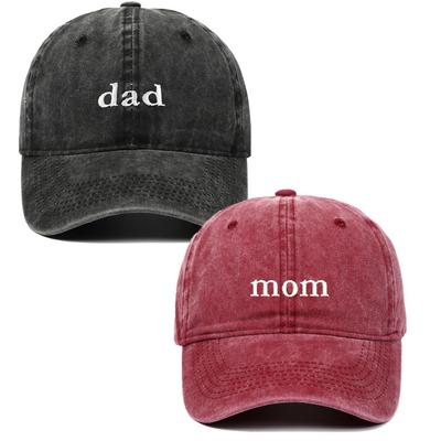 Washed Cotton Couple Cap Dad Mom Embroidery Sunscreen Hats Vintage Baseball Cap  For Man Women