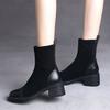 Fashion Elastic Slip On Women's Half High Boots High Heels Goth 2025 New Chic and Elegant Promotion Gothic Rock Ladies Mid Calf Shoes