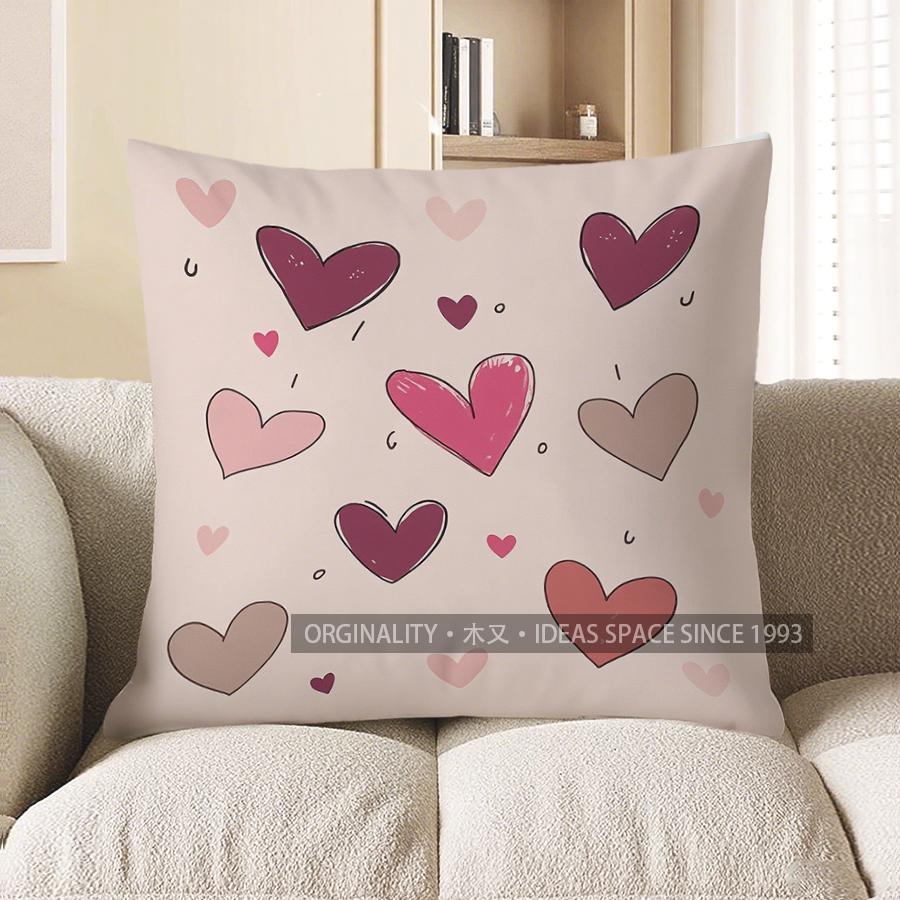 Home Decor Colorful Hearts: Adorable Cushion Cover Design Pattern Cushion Cover Suitable for Sofa Bedroom Car Pillow Cover