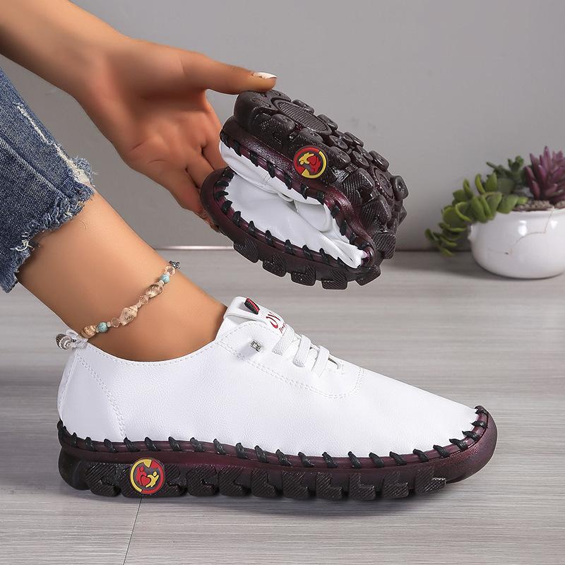 New Stitching Rubber Sole Single Shoes Women Soft Bottom Soft Leather Mom Shoes Large Size 35-45 Women's Shoes