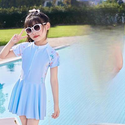 Girl's Printed One-Piece Hot Spring Swimsuit