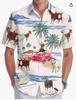 Summer Hawaiian Shirt Men's Fashion Digital Printing Short Sleeve Source Factory One and a half sleeves