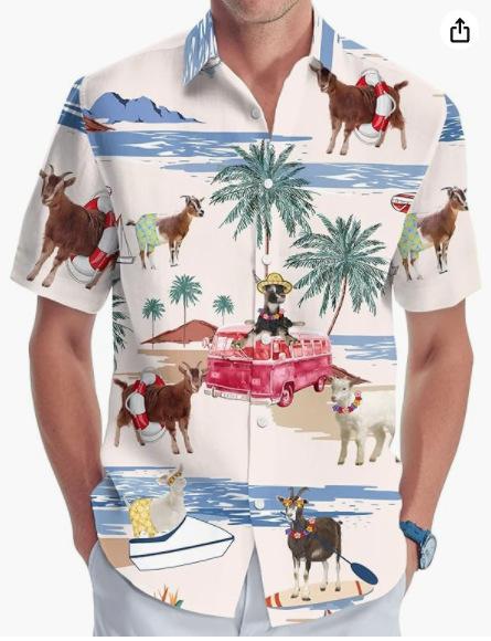 Summer Hawaiian Shirt Men's Fashion Digital Printing Short Sleeve Source Factory One and a half sleeves