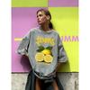 Lemons Hand Picked Fresh From Farm Print Washed T-Shirt Women Summer Casual T Shirts Cotton Y2K Streetwear Loose Tops