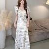 Real shot~ Lotus leaf edge bubble sleeve polka dot dress children's summer new French temperament waist dress