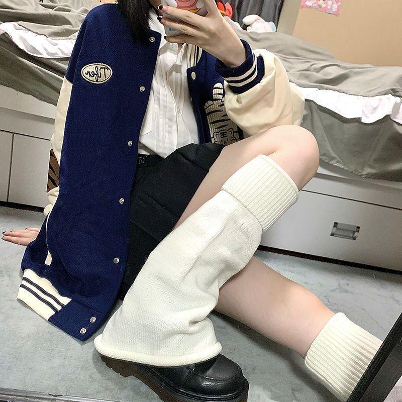 

Solid White Wide-Leg Winter Lolita Socks for Girls