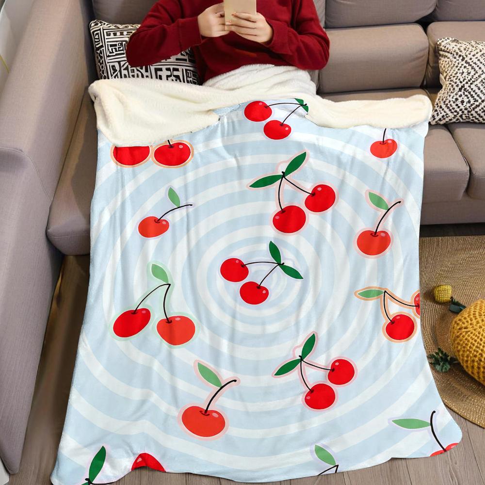 Cherry Swirl Glow Flannel Blanket Warm Soft Halloween Christmas Couch Warm Cozy Decorative Decor Gift for All Season