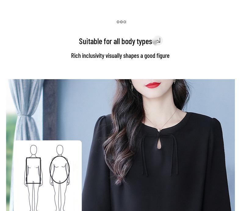 Nadměrná velikost vyšívaný top s dlouhým rukávem a kulatým výstřihem na podzim/zimu - Pro ženy středního věku a starší