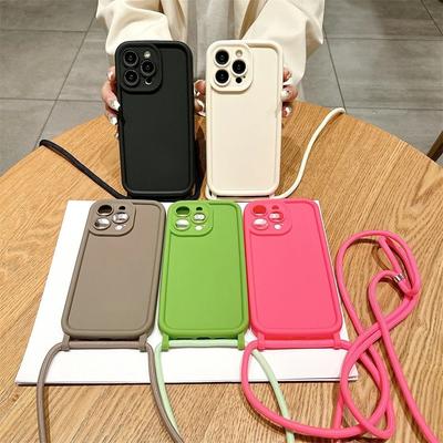 Phone Case For iPhone 14 13 15 Pro Max 12 11 X XR XS 7 8 Plus SE 2020 2022 Crossbody Adjustable Lanyard Strap Rope Soft Cover