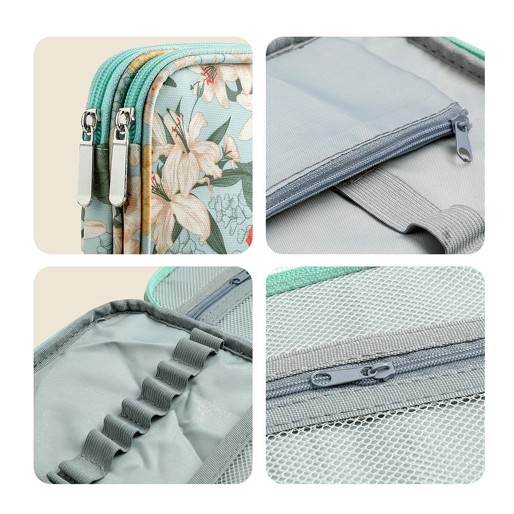 Dwuwarstwowa zapinana na zamek torba szydełkowa na narzędzia dziewiarskie