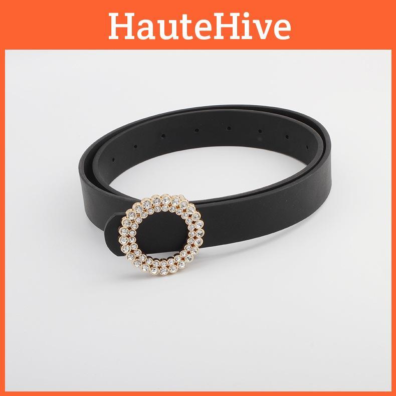 Ethnic Inspired Crystal Waterdiamond Faux Leather Belt With Alloy Snap For Women