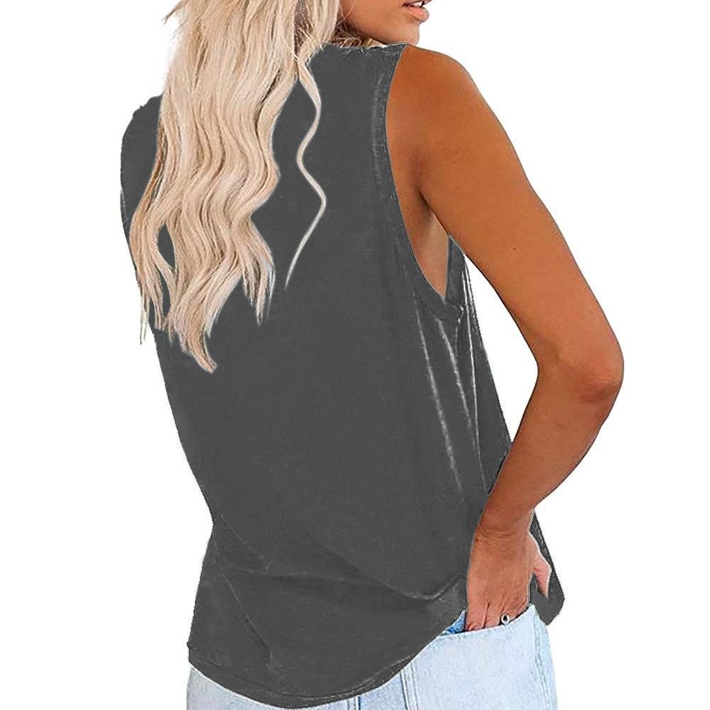 Spring and Summer New Vest V-neck Pocket Loose Casual Plus Size Top for Women
