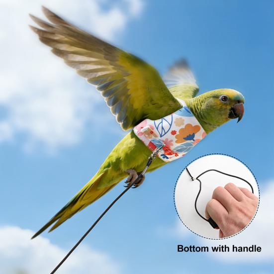 Çiçek Desenli Papağan Uçuş Giysisi Kuş Koşumu Güvenli Dış Mekan Yürüyüşleri İçin Uçuş Tasmalı Papağan Kıyafetleri Kakadu Sevgi Kuşu Kullanımı
