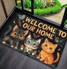 Cartoon Four Kittens Welcome Home Floor Mat Super Cute and Warm Cartoon Cat Floor Mat Suitable for Decorating Living Rooms And