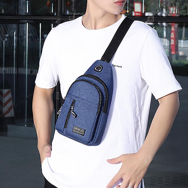 2025 New Men's Oxford Chest Bag Multi-functional Sports Outdoor Crossbody Bag Leisure Headset Shoulder Bag